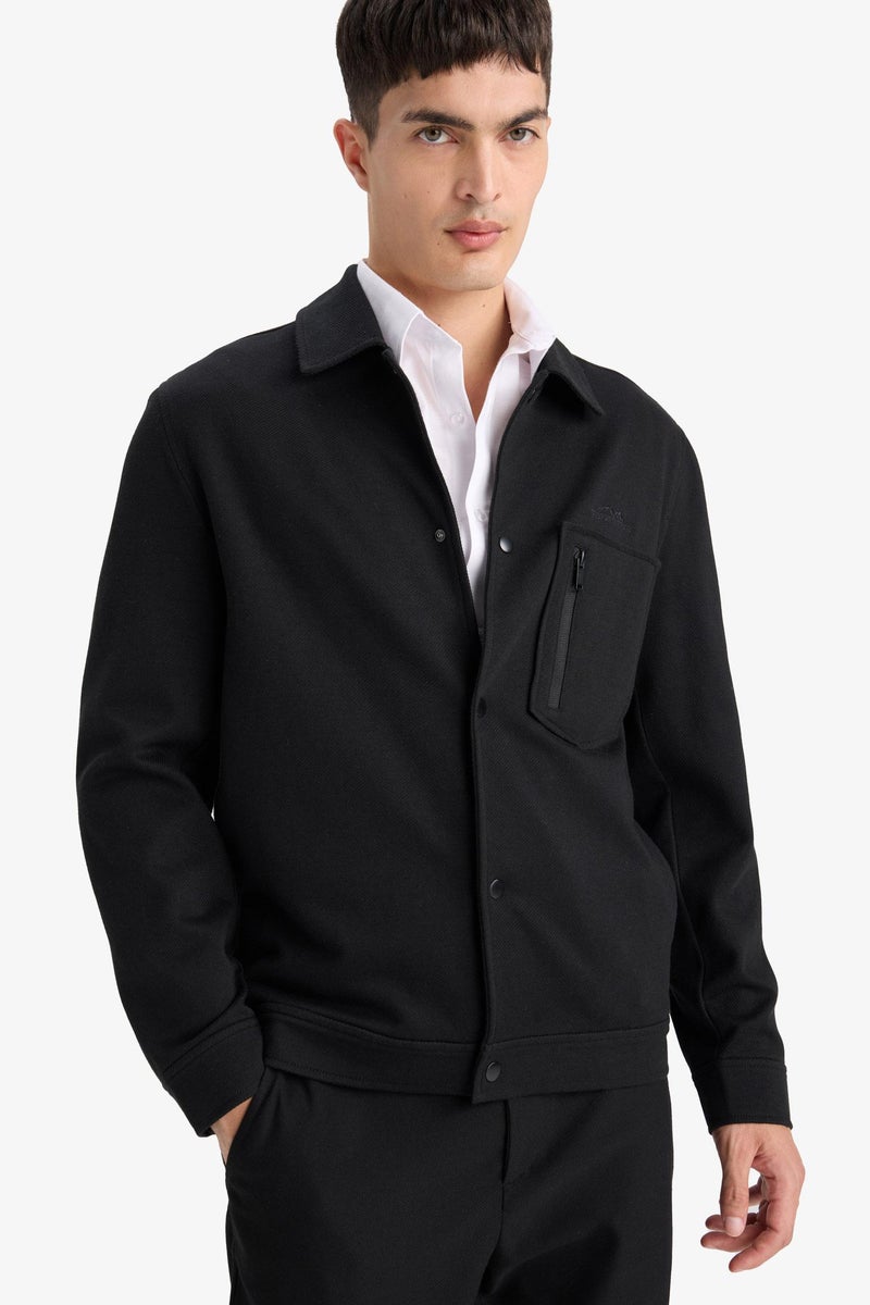 DeFacto Black Man Regular Fit Knitted Embroidered Jacket Casual - Image 5